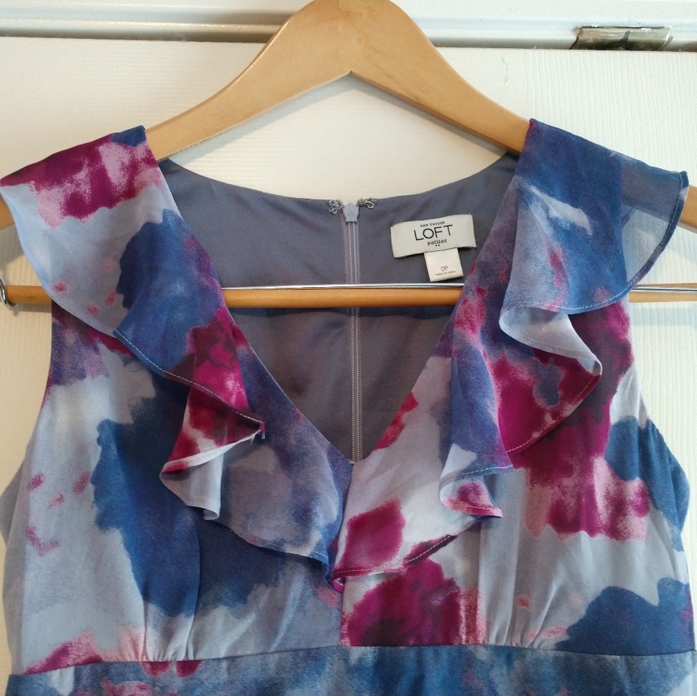 Loft Dress Purple Floral Size 0P